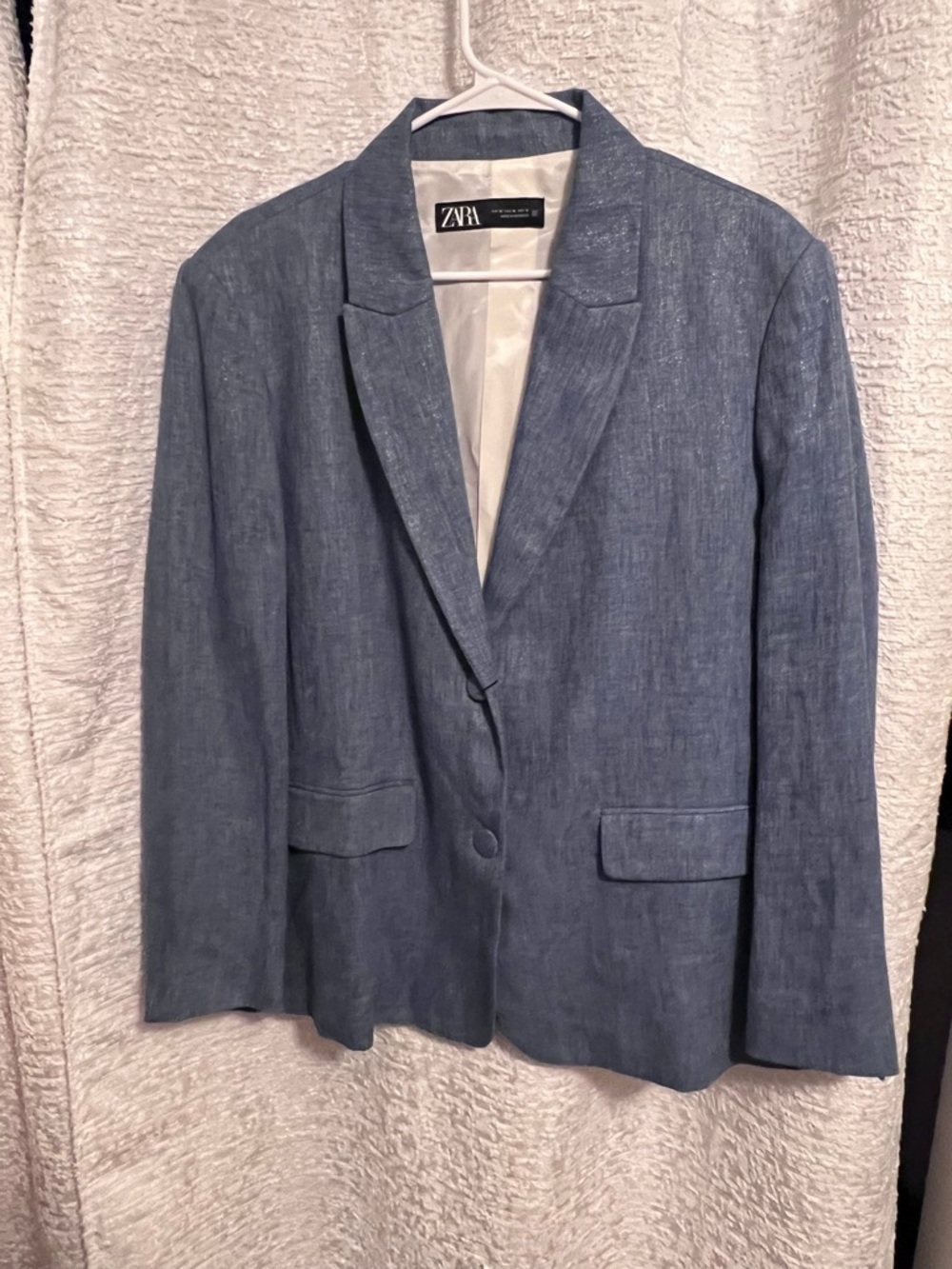 Zara Sky Blue Textured Blazer
